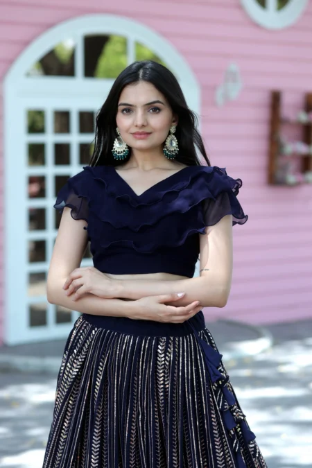 Premium Faux Blooming Sequin Work Readymade Lehenga Choli Set